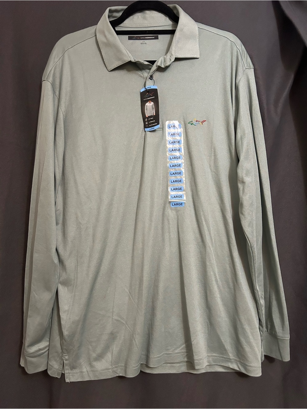 Greg Norman Collection Long-Sleeve Polo in Sage Green